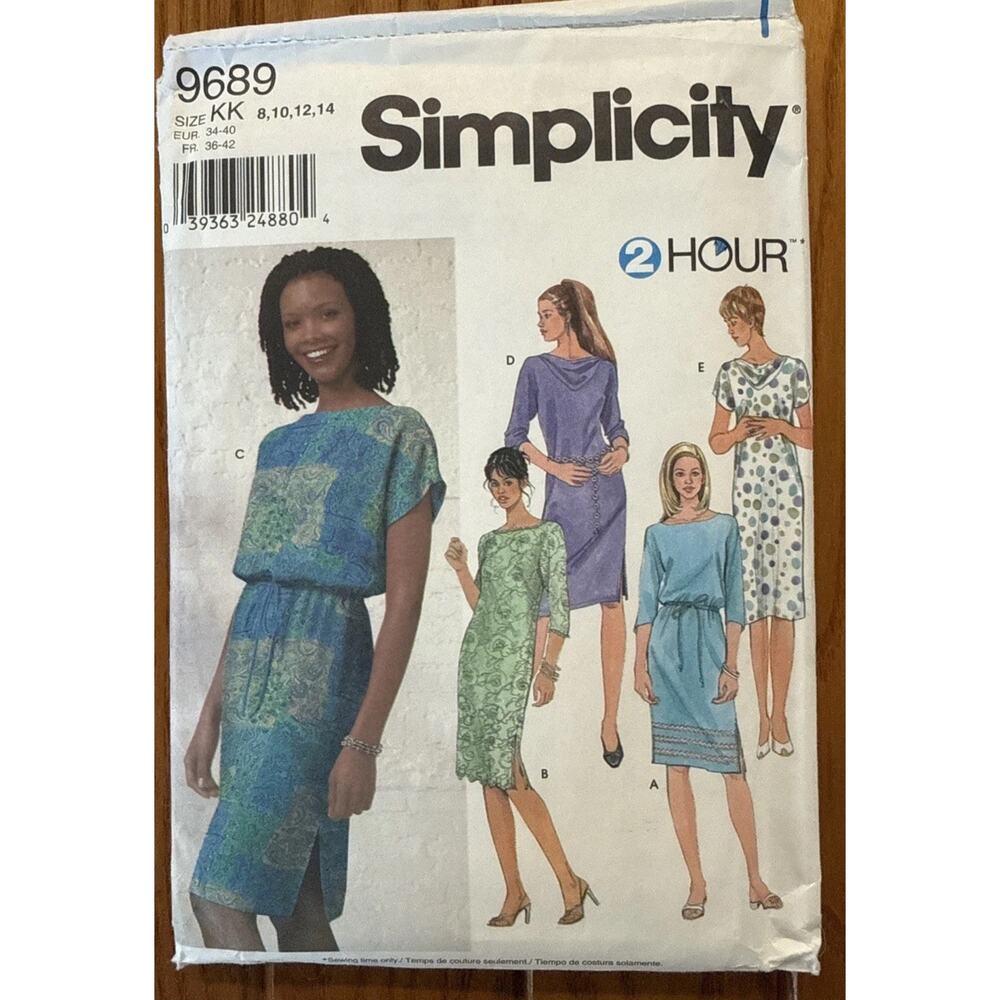 Simplicity 9689 Misses Dress Sewing Pattern Sizes 8 10 12 14 UNCUT